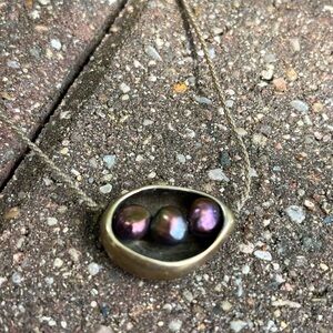 Tula Blue Rope Bronze and Peacock Blue Sea Pod Necklace